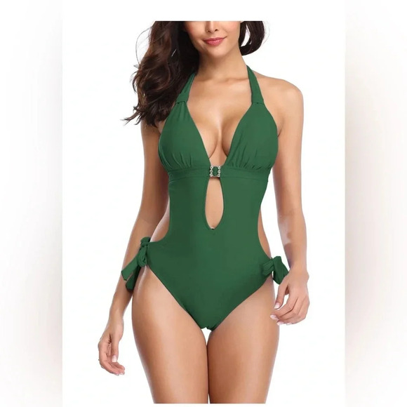 Eomenie One Piece Royal Blue Swim Suit Cut Out Tie Back and Sides Women’s XL - Picture 1 of 9